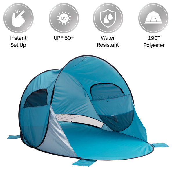 Wakeman Pop Up Beach Tent Sun Shelter with UV Protection and